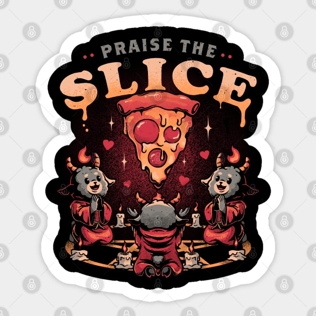 Praise the Slice - Cute Evil Dark Funny Baphomet Pizza Gift Sticker by eduely